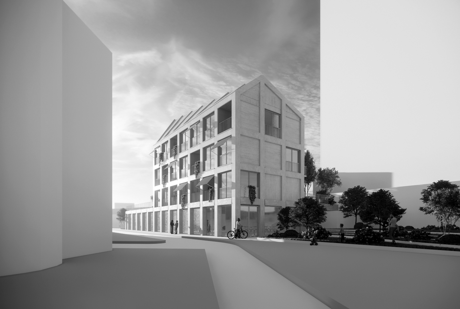 Restructuration lourde <br/>+ création de six logements <br/>et une crèche